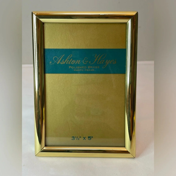 Ashton & Hayes Mini Picture Frame Polished Brass  3 1/2 X 5” - Picture 1 of 4